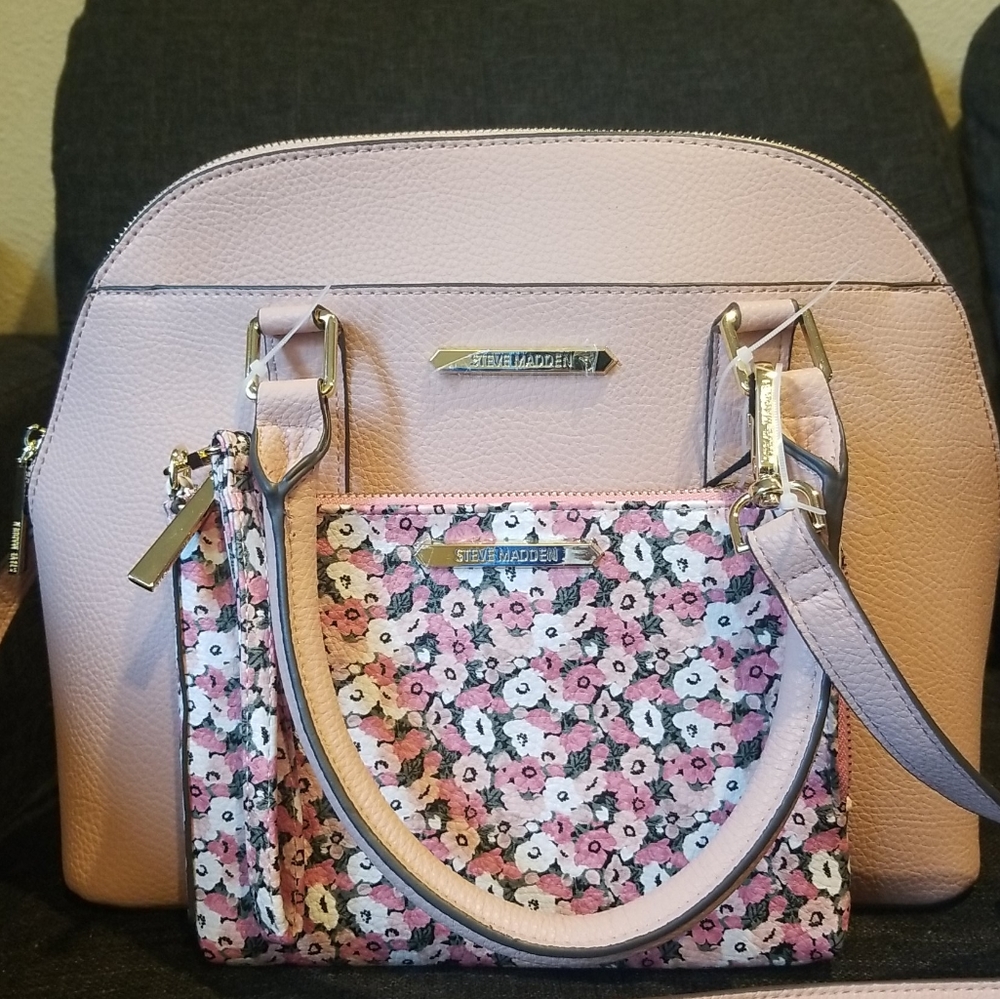 Steve Madden Handbag with Removable Shoulder Strap and Bonus Clutch Bag! NWT